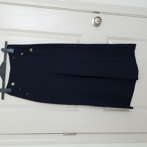 H&M Navy Gold-Button Wide-leg Cropped Pants - Picture 1 of 7